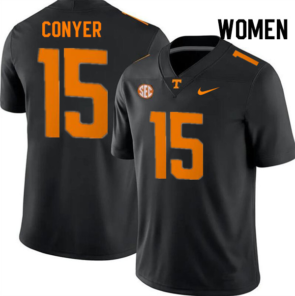 Women #15 Cristian Conyer Tennessee Volunteers College Football Jerseys Stitched-Black